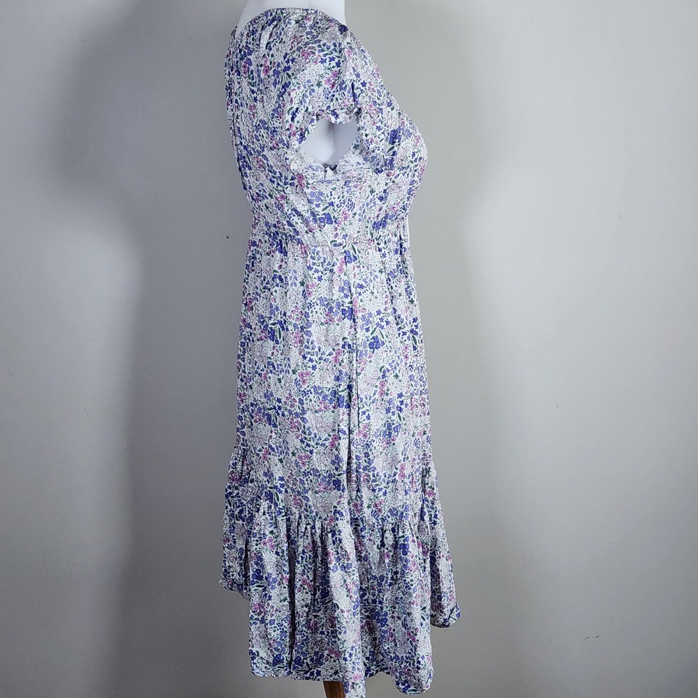 Suzy Shier Tiered Floral Dress Womens XS Purple Babydoll Cottage Prairie Boho - Picture 4 of 15